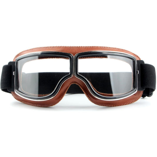 Demon Festival Brown Frame Vintage Motorcycle Goggles Clear Lens