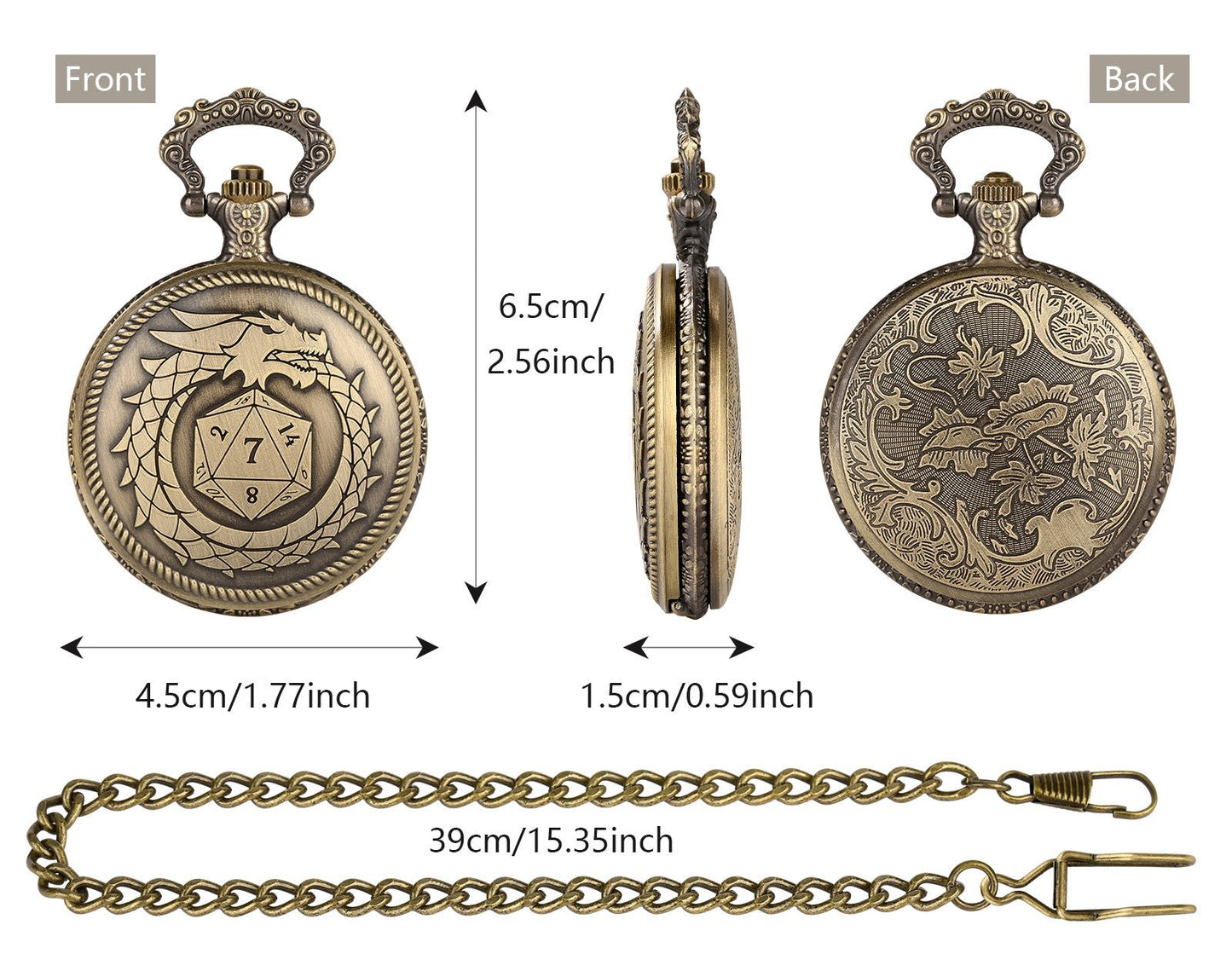 Ouroboros Dragon Dice Holder Pocket Watch Case