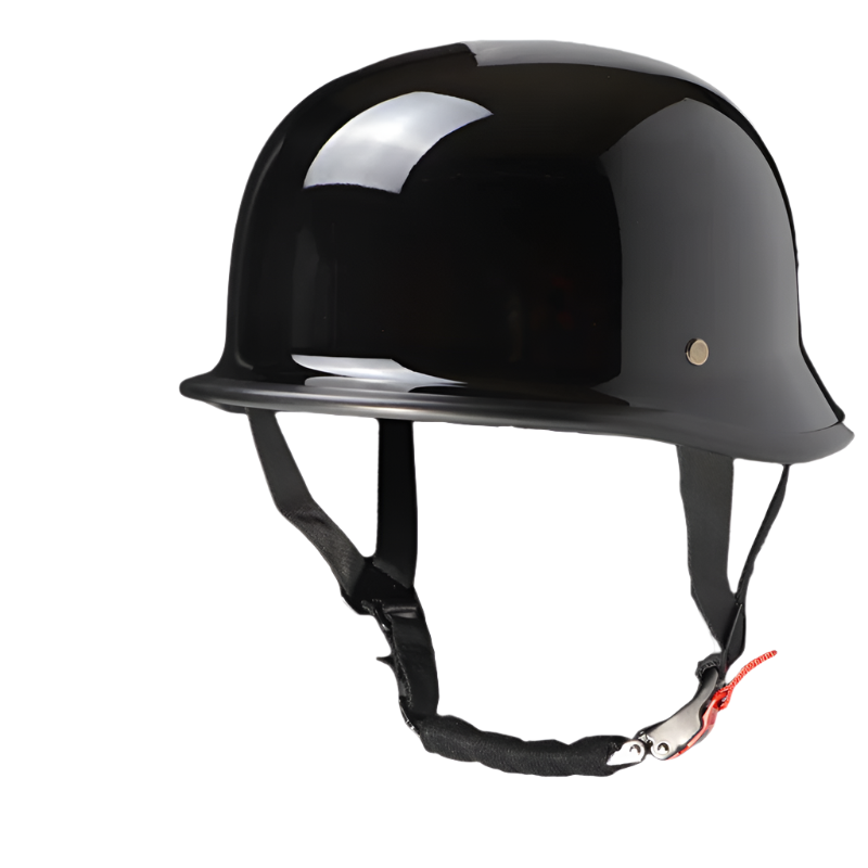 Retro German-Style Motorcycle Half Helmet Glossy Black