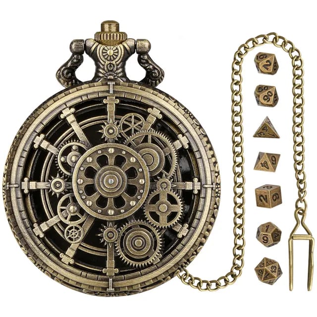 Steampunk Dice Holder Pocket Watch Case Bronze Color