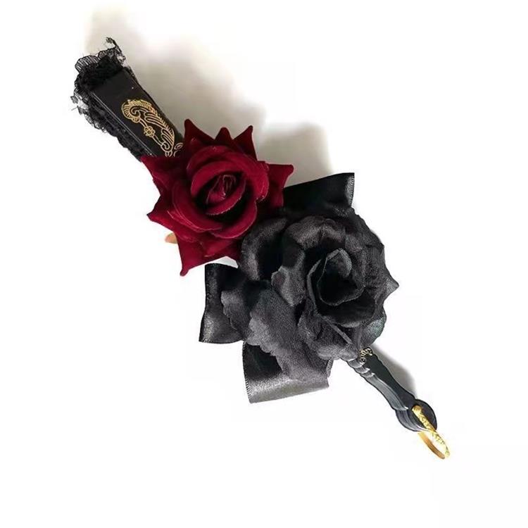 Lolita Rose Black Lace Fan