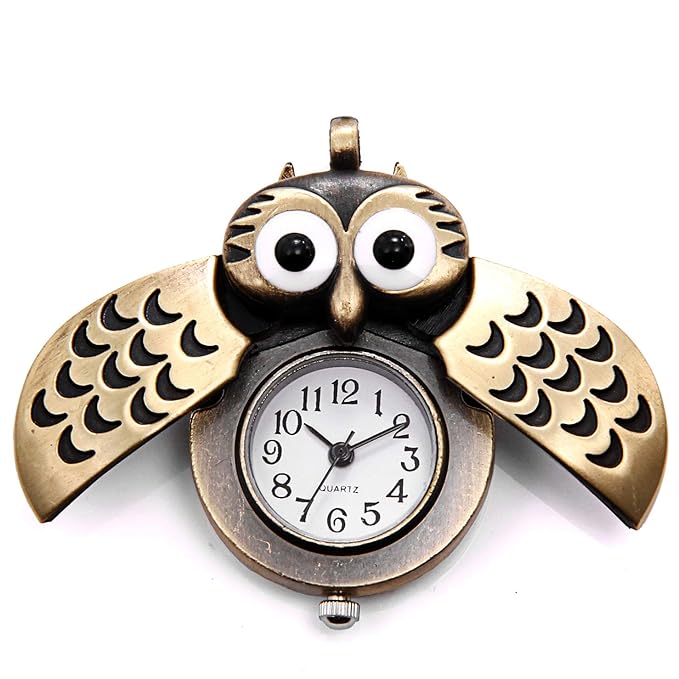 Owl Wings Pocket Watch Necklace