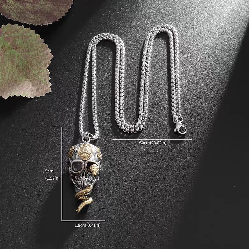 Skull & Serpent Alloy Pendant