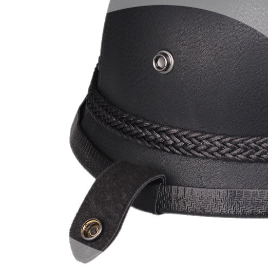 Vintage Leather Motorcycle Helmet Back