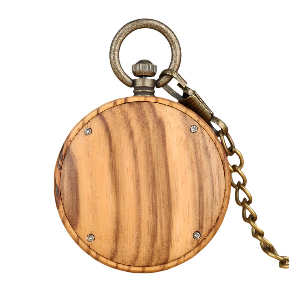 Wooden Double Circle Pocket Watch