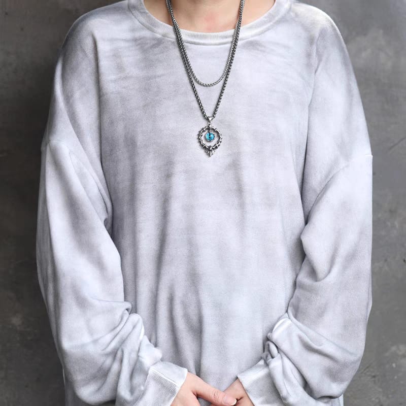 Blue Demon Eye Titanium Necklace